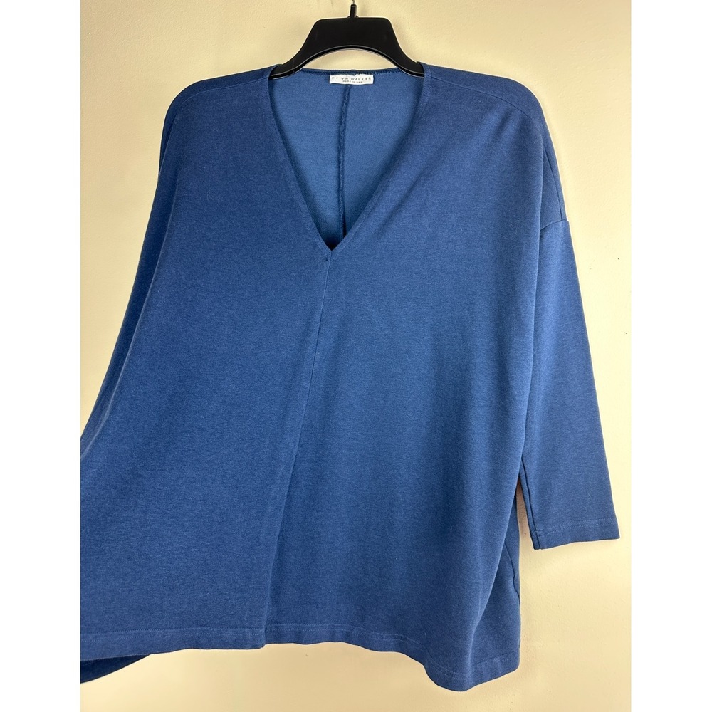 Bryn Walker Blue Bamboo Organic Cotton V-Neck Boxy Tunic Top Small Oversized - Picture 5 of 13